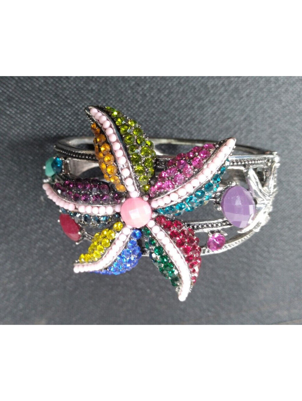 Starfish nautical Rhinestone Spring Closure Bracelet Beach Bar Wear Jewelry